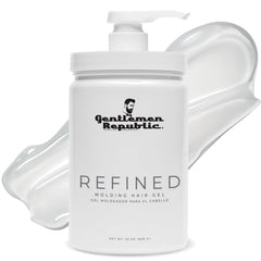 Gentlemen Republic Refined Gel bottle with pump for easy, mess-free styling.