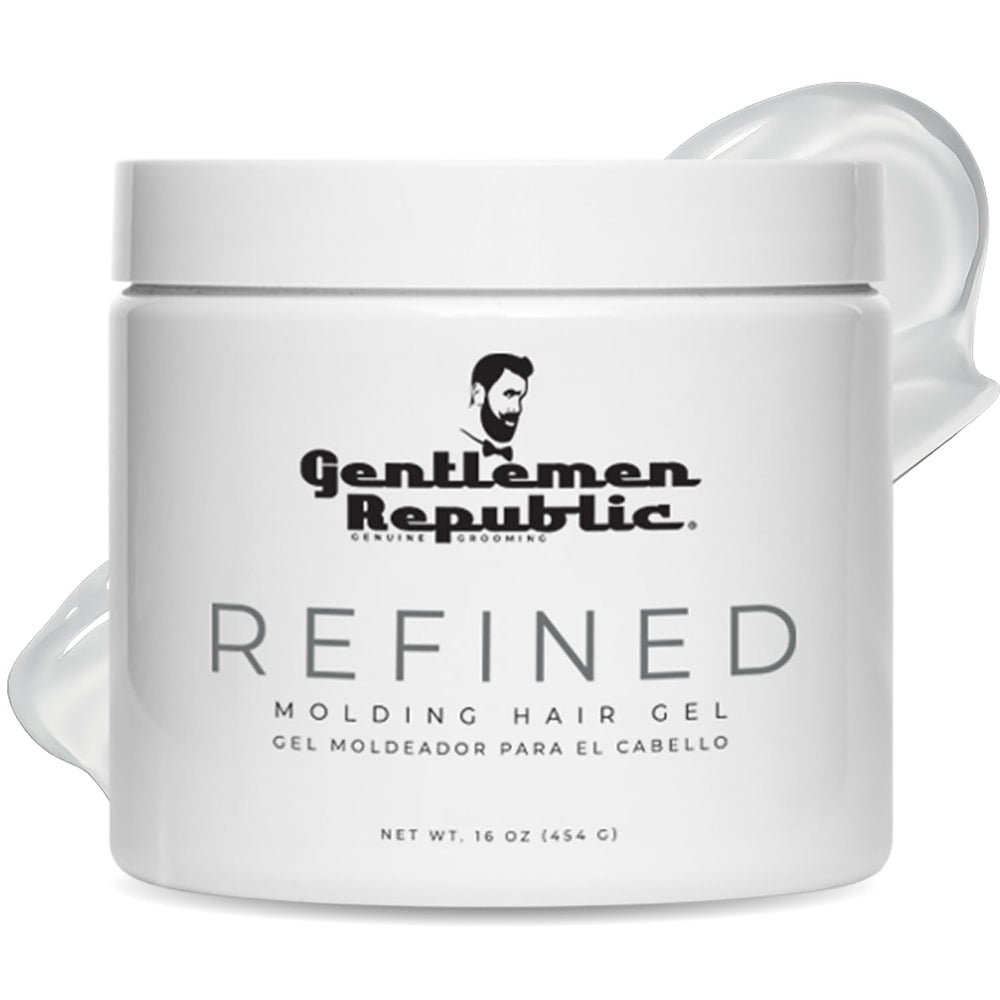 Gentlemen Republic Refined Hair Gel 16oz bottle with premium hold for a polished look.
