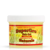 Envase de 4 oz de Genuine African Formula SuperGro Gel para fijar el peinado