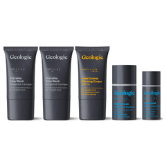 Geologie Complete Skincare Set packaging showing a ready-to-use daily routine for clear skin