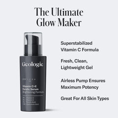 Geologie Vitamin C+E Ferulic Acid Serum dropper releasing stabilized vitamin C.