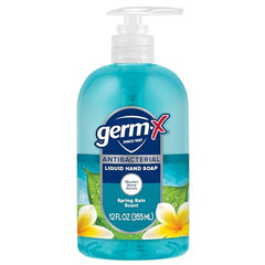 Germ-X jabón con fragancia lluvia primaveral para un lavado refrescante.