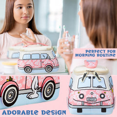 Inside view of Get Trend Snoopy bag showing compartments and water-resistant lining for tidy cosmetics