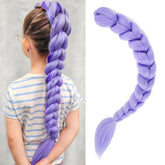 GetGal 28-inch purple braiding ponytail blends with natural hair for cosplay