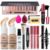 Geyomi kit maquillaje completo con paleta de 12 sombras para look versátil.