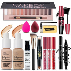 Geyomi kit maquillaje completo con paleta de 12 sombras para look versátil.