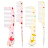 Giantree 4Pcs baby hair comb set in pink and yellow for gentle grooming.