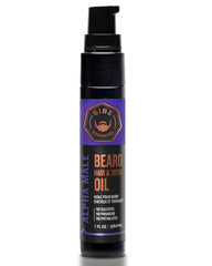 GIBS Alpha Male beard oil pump bottle softens and conditions daily.