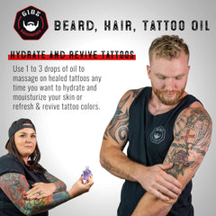 GIBS Alpha Male oil supports tattoo care and moisturizes skin