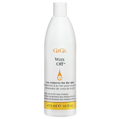 GiGi Wax Off remover bottle pour demonstrates easy post-wax cleanup and soothing hydration.