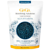 GIGI Azulene hard wax beads in jar for soothing waxing sessions.
