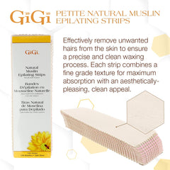 GIGI Natural Muslin Epilating Strips Large 3x9 in packaging for quick setup.