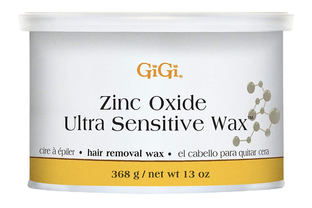 GIGI Zinc Oxide Ultra Sensitive Wax jar close-up showing creamy texture and barrier protection for sensitive skin.
