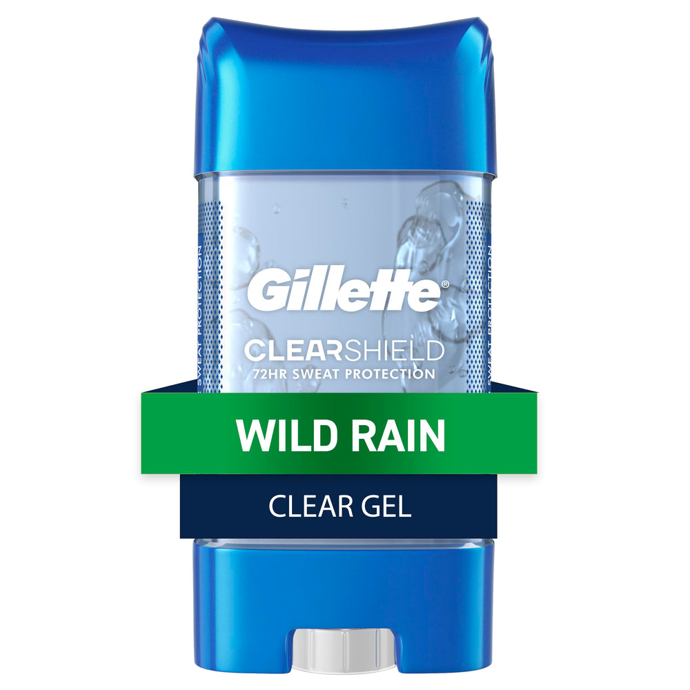 Gillette antitranspirante para hombres en gel claro con aroma Wild Rain.
