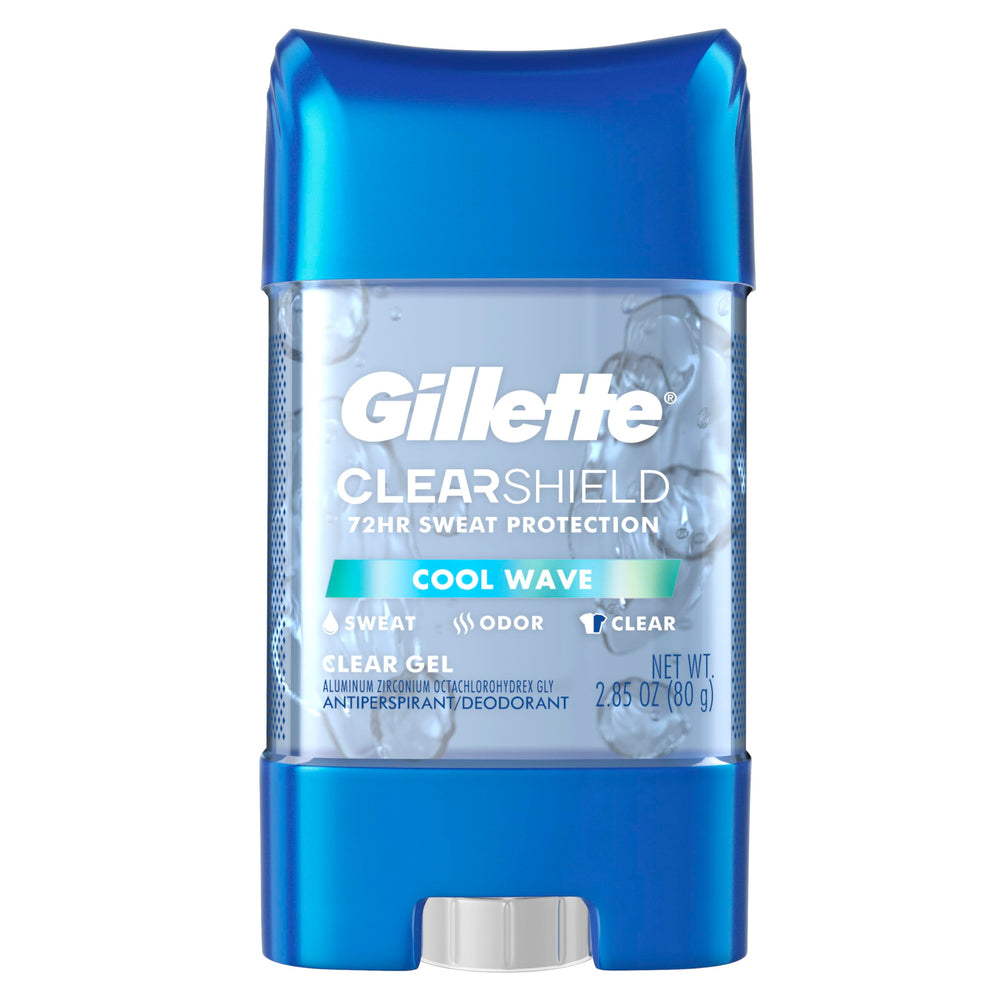 Gillette Clear Gel antiperspirant application shows a smooth glide for all-day dryness.