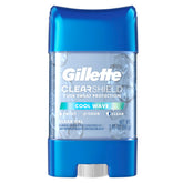 Gillette Clear Gel antiperspirant application shows a smooth glide for all-day dryness.