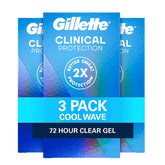 Gillette Clinical Clear Gel multipack front view showing long lasting freshness.