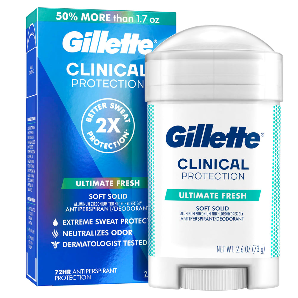 Gillette Clinical Protección, barra suave frente, sensación fresca durante todo el día.