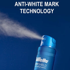 Close-up of Gillette Dry Spray bottle with Cool Wave scent