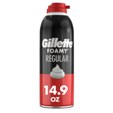 Gillette Foamy Classic can with rich lather ready for protection during a shave