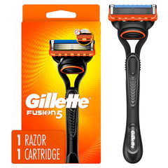 Gillette Fusion5 handle with an ergonomic grip for comfortable control during shaving