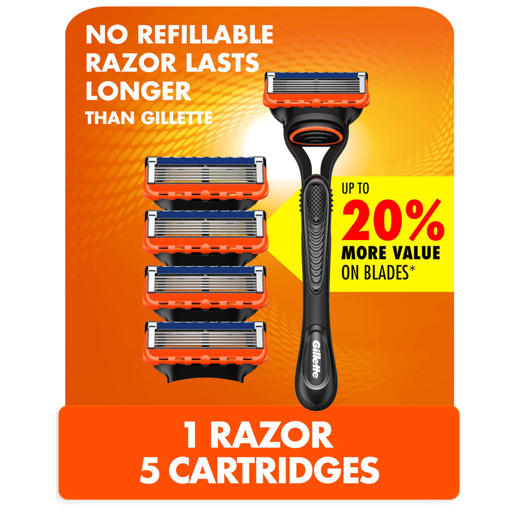 Gillette Fusion5 razor handle with ergonomic grip for precise control.