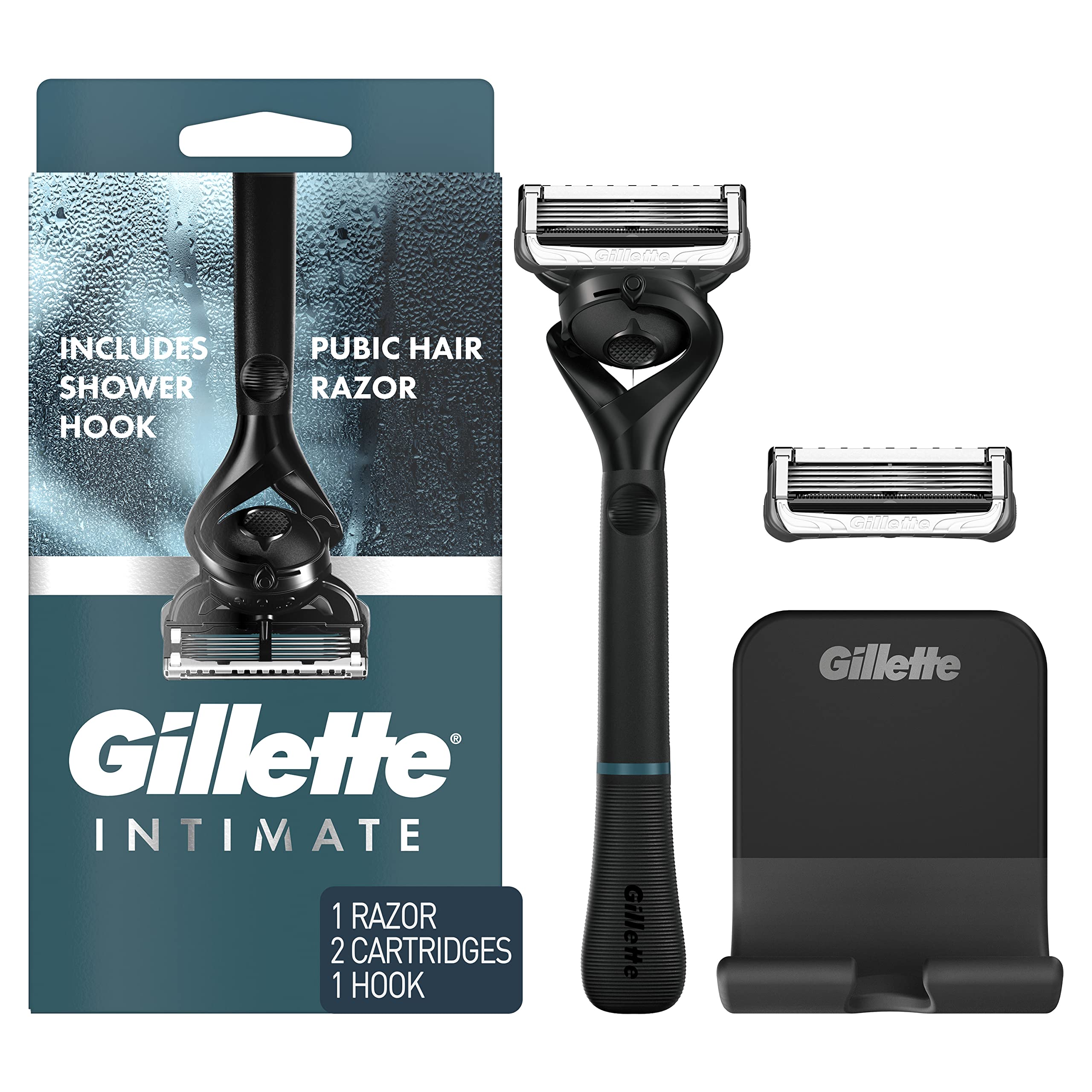 Gillette Intimate Razor with a rubberized handle for secure control in the shower