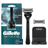Gillette Intimate Razor with a rubberized handle for secure control in the shower