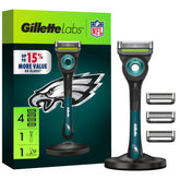 Gillette Labs Eagles Edition razor handle for ergonomic control during quick shaves.