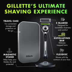 Gillette Labs exfoliating-bar closeup highlighting dirt removal before shaving.