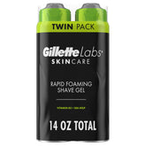 GilletteLabs rapid foaming shave gel bottle shows quick lather and cooling sensation