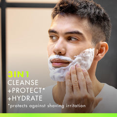 Rich foam dispensed from Gillette Labs gel for quick, comfortable shave