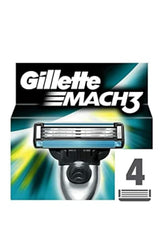 Gillette Mach3 4-pack front view, ready for a quick, smooth morning shave.