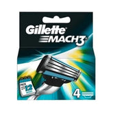 Gillette Mach3 blades 4-pack front view offers dependable daily grooming.