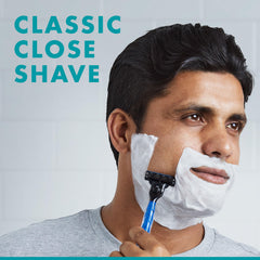 Gillette Mach3 blades pack 8 close-up of blade head for comfort.