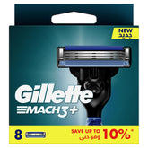 Gillette Mach3 blades pack 8 front view, ready for daily close shave.