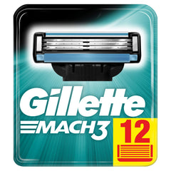 Gillette Mach3 blades pack front for up to 15 comfortable shaves with triple blades