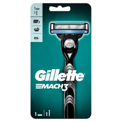 Gillette MACH3 handle with pivoting head for smooth contours.