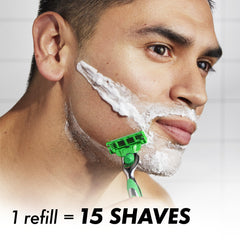 Gillette Mach3 Sensitive open blade architecture for easy rinsing after use.