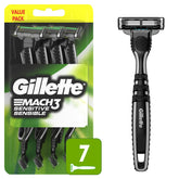 Gillette Mach3 Sensitive razor pivoting head close-up for contour-friendly shaving.