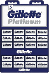 Gillette Platinum double-edge blades on display card for easy restocking and classic wet shaves.