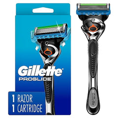 Gillette ProGlide razor handle with ergonomic grip for comfortable daily shaving.