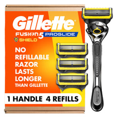 Gillette ProGlide Shield handle with ergonomic grip for a steady shave.