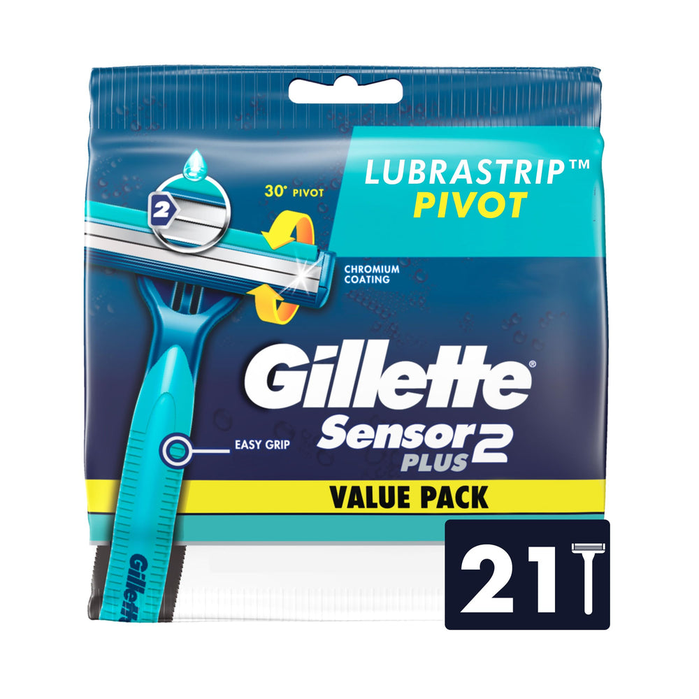 Gillette Sensor2 Plus pivoting head guides the blade for a comfortable shave.