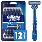 Gillette Sensor3 Comfort pack shows 12 razors for daily grooming