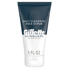 Gillette SkinGuard Face Scrub bottle front for gentle exfoliation on sensitive skin