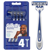 Gillette SkinGuard razor pack shot highlighting the four-pack for sensitive skin.