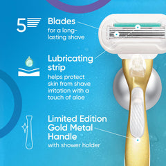 Close-up of a 5-blade Venus razor for an ultra-close shave