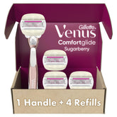 Gillette Venus ComfortGlide with a rose gold handle offering a premium grip for precise shaving