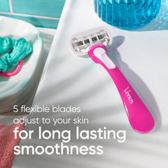 Close-up of Gillette Venus Extra Smooth Green with five blades for precise glide